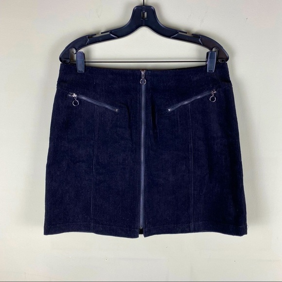 Blue Rain: Francesca's Velvet Zipper Front Pocket Ribbed Mini Skirt Black (NWT) - Picture 1 of 6